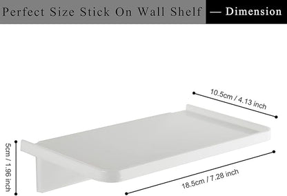 Acrylic Floating Wall Shelves - Small Stick-on Wall Mounted Phone Shelf Holder Wipes Rack Smart Speaker Shelf for Bathroom,Kitchen,Toilet,Bedroom,Office - White