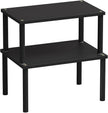 Cabinet Organizer Shelf(Set of 2),Kitchen Counter Shelves,Bamboo Spice Rack Countertop and Cabinet,Stackable Expandable,Medium(Black)