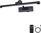 Black Picture Lights Battery Operated 16” Frame Light Rechargeable Gallery Lighting Remote Wireless Art Light for Painting Dimmable Display Lights with Timer Wall Sconce for Portrait Dartboard