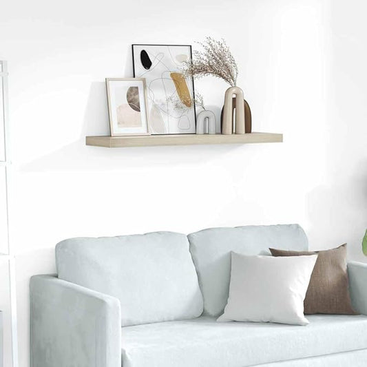 Oak Honeycomb MDF Floating Wall Shelf with Metal Standard Mounting, 35.4 Inch Long Modern Storage for Books and Decor, Easy Installation and Maintenance, Versatile Indoor
