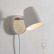 Wall Sconce Plug in,White Wall Lights for Bedroom,Modern Wood Sconces Light with 180°Rotation Metal Shade,e26 Wall Lamp with Switch for Living Room,Nightstand,Dining Room,Hallway,Corner,Stairway