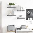 Set of 4 Gray Honeycomb Floating Wall Shelves, MDF and Metal Medium Wall Shelf Set with Matte Finish for Living Room Bedroom Storage and Display