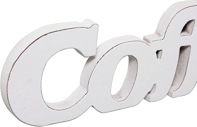 Rustic Distressed White Coffee Sign for Tabletop for 14