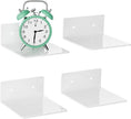 6 Inches White Acrylic Wall Shelves Set of 4, Moisture-Proof, Wall Mounted Storage Display Shelves for Gaming Room, Living Room, Bathroom, Office, Store, Heavy Duty, 4 Pack