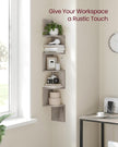 VASAGLE Corner Shelf Wall Mount, 5-Tier Floating Corner Bookshelf, Plant Shelf for Bedroom, Living Room, Bathroom, Home Office, Heather Greige