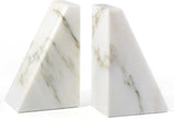 Marble Book Ends White, Heavy Duty Book Ends for Shelves, Decorative Natural Book Stopper，Unique Decorative Bookend for Home Shelves Calacatta Natural Marble Bookend, Set of 2