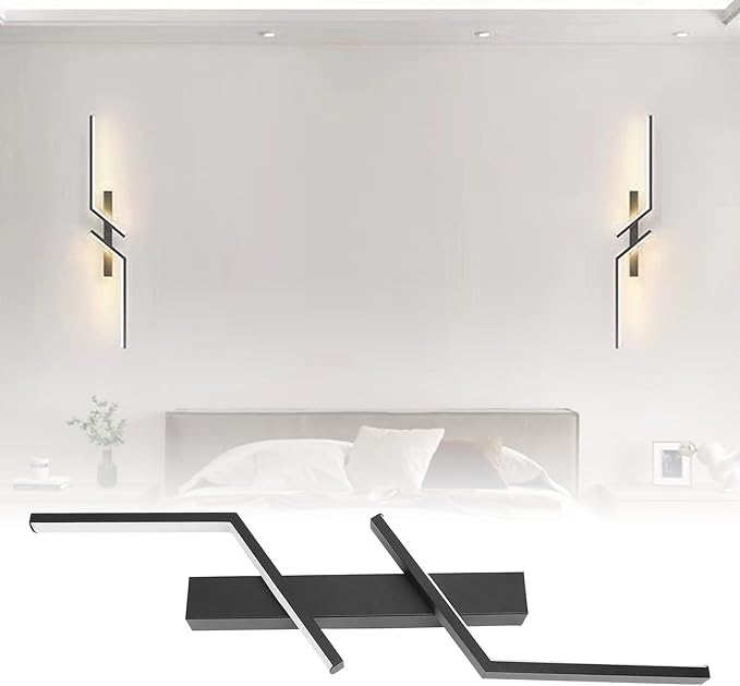 TOPINCN Modern Wall Sconce, Dimmable LED Light Fixture 3 Color Lighting, Metal Iron Art Wall Mounted Lamp, Black Line Minimalist Design, Suiatble for Living Room, Bedroom, Kitchen, (60cm)
