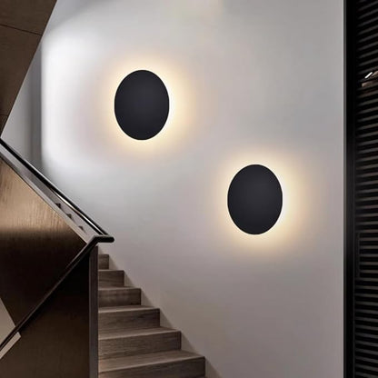 White Modern Wall Sconce Round Disc Sconces Wall Lighting Metal Circular Stairwell Lighting 3000K Warm LED Wall Lights for Living Room Bedroom Stairway - 10"