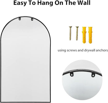 OGCAU 30x20 Inch Black Mirror Wall Mirror for Bathroom, Black Metal Frame, Arched Wall Mounted Mirror, Bathroom Vanity Mirror for Living Room Entryway (Black)