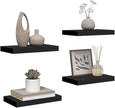 Black Honeycomb MDF Metal Small Wall Shelf Set of 4, Floating Wall Shelves for Display and Storage, Modern Home Decor with Sleek Lines and Smooth Finish