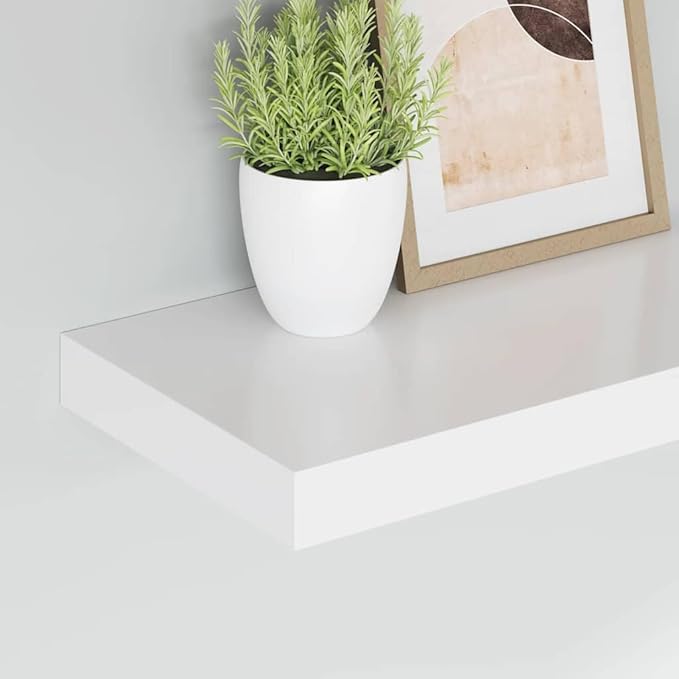 White Honeycomb MDF Metal Wall Shelf Set of 4, Modern Floating Shelves for Living Room Bedroom, Customizable Arrangement with Matte Finish and Robust Weight Capacity, Easy