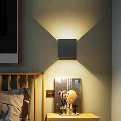 Modern Wall Light Small 7W LED 3000K Warm Light Fixtures Indoor Up Down Wall Wash Lamp Minimalist Wall Sconce Lighting for Living Room Bedroom Hallway Corridor Stairs(Black)
