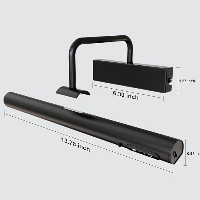 Picture Lights Wall Battery Operated, 14" 6000mAh Rechargeable Display Light with Remote/Rotatable/Dimmable/3CCT Magnetic Wireless Lamp for Painting/Gallery/Artwork/Portraits/Phote/Frame/Poster(Black)