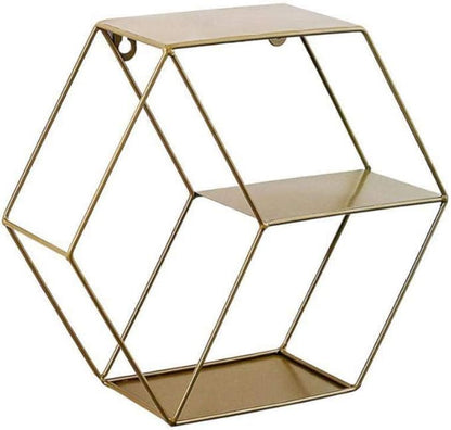 Ochine Wall Mounted Floating Shelves Rustic Round Storage Display Hexagonal Wall Hanging Shelf Home Decor for Living Room, Bedroom, Bathroom, Office, Kitchen