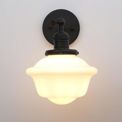 Pathson Vintage Wall Sconce Lamp with Milk White Glass Shade, Hardwired Bathroom Wall Vanity Lighting for Living Room Bedroom Kitchen