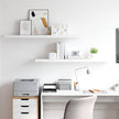 White Honeycomb MDF Floating Wall Shelves Set of 2 with Metal Brackets, Modern Invisible Mounting System for Home Office Storage and Display