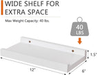 Floating Shelf White Oak Wood Wall Shelves 12 Inch (Upgrade Width 6