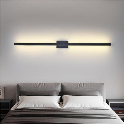 Black Linear Wall Sconce Minimalist Hardwired Indoor Wall Light Fixture for Hallway Living Room Bedroom Modern Decorative Lighting(Black,120cm)