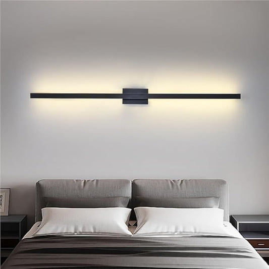 Black Linear Wall Sconce Minimalist Hardwired Indoor Wall Light Fixture for Hallway Living Room Bedroom Modern Decorative Lighting(Black,120cm)