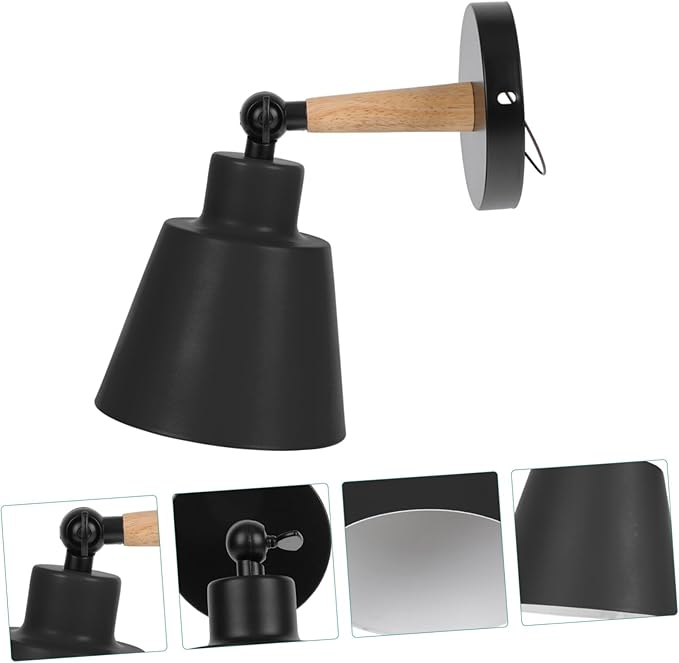 Garneck Chic Modern Wall Light Indoor Wall Lamp Simple Sconce for Bedroom Corridor Living Room Easy to Install Black Nordic Style Decorative Fixture