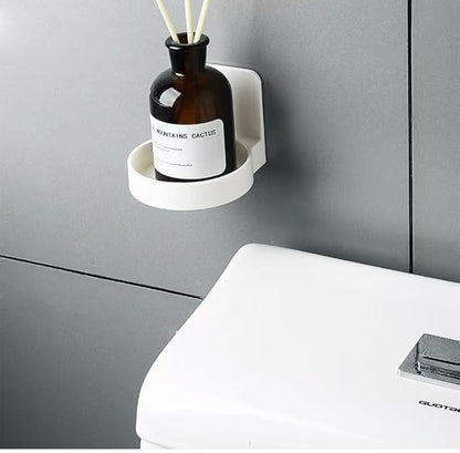 2PCS Adhesive Plastic Round Floating Wall Shelf, Wall Mounted Cup Holder Shower Organizer Bottle Racks
