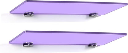 iobiotio Small Floating Shelves, 12 x 4'' Shelves for Wall, Modern Decorative Floating Shelves for Home Office, Wall Mounted, Purple, 2 Pcs