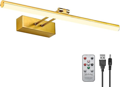 Picture Light, Battery Picture Lights with Remote of Timer and Dimmable, 20 Metal Art Light for Paintings,Display Lamp for Wall Gallery Dartboard Portrait Frame Artwork (Copper)