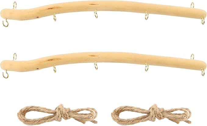 2Pcs 15 Inch Driftwood for Crafts Natural Driftwood Decorative Branches, Home Wall Hanging Decor Jewelry Organizers with 5 Hooks, Handcrafted from Natural Drift Wood for Keys Hats Entryway