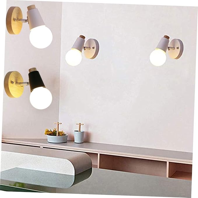 Minimalist Solid Wood Wall Lamp Black Socket Modern Loft Lighting Decor for Bedroom Living Room Dining Study Bathroom Space Saving Mounted Decorative Sconce