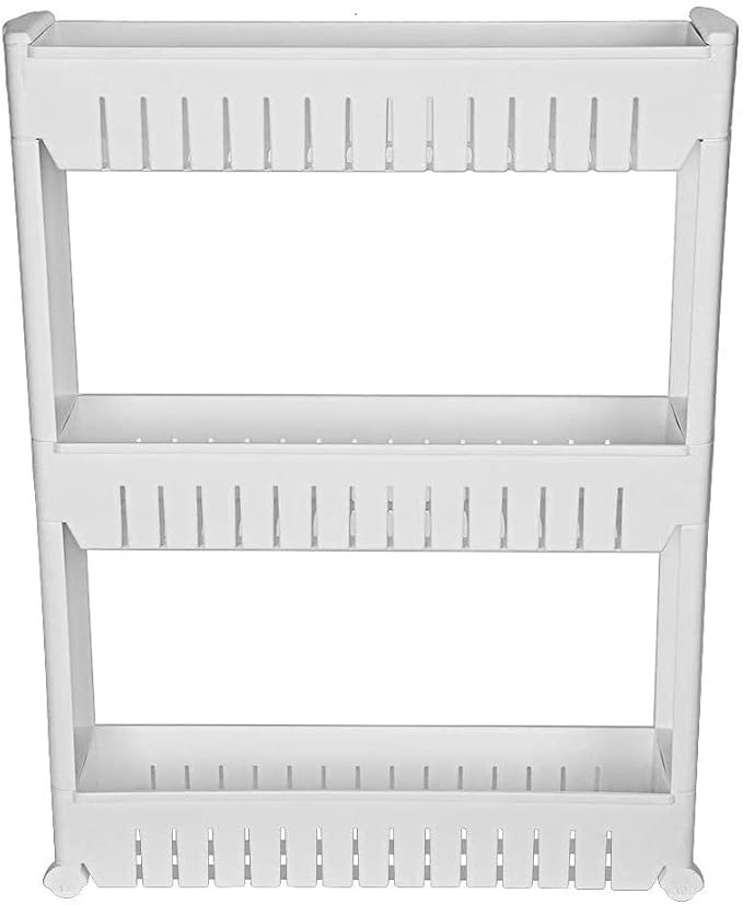 Modern Home Narrow Sliding Storage Organizer Rack - Laundry/Bathroom/Kitchen Portable Storage Shelves