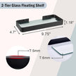 Z metnal Tempered Glass Bathroom Shelves, Matte Black Floating Shelf for Wall, Wall Shelf for Bathroom Organizer, Aluminum Frame, Wall Mounted (Clear Glass, 9.8 inch/25cm)