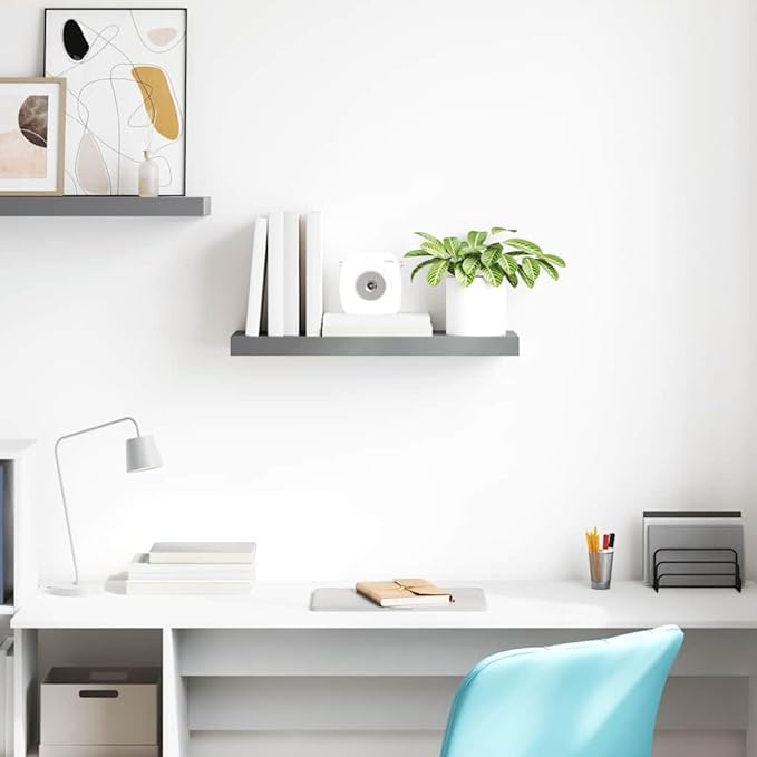 Grey Honeycomb MDF Metal Frame Medium Floating Wall Shelf, 4-Piece Set for Modern Living Room Bedroom Office Display Storage