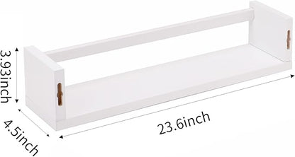 Fixwal Nursery Book Shelves, 23.6 Inch Floating Bookshelf for Wall, Set of 3, Nursery Decor, Solid Wood Wall Mounted Shelves for Books, Toys and Decor Storage (White)