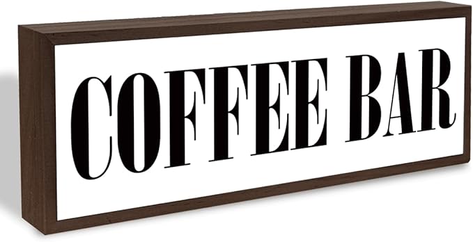 Coffee Bar Sign, Wood Framed Coffee Bar Sign, Decorative Wooden Block Signs, Home Cafe Decor, Coffees Station Decor, Kitchen Shelves Decoration, Housewarming Gift