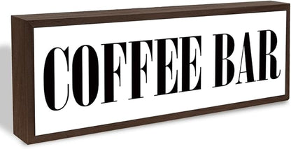 Coffee Bar Sign, Wood Framed Coffee Bar Sign, Decorative Wooden Block Signs, Home Cafe Decor, Coffees Station Decor, Kitchen Shelves Decoration, Housewarming Gift