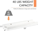 16 Inch Floating Shelves Wall Mounted, Solid Wood Wall Shelves for Decor and Storage, Picture Ledge Shelf for Bedroom/Bathroom/Living Room/Kitchen/Laundry Room, White Color,16*4*1.5, 1 Pack
