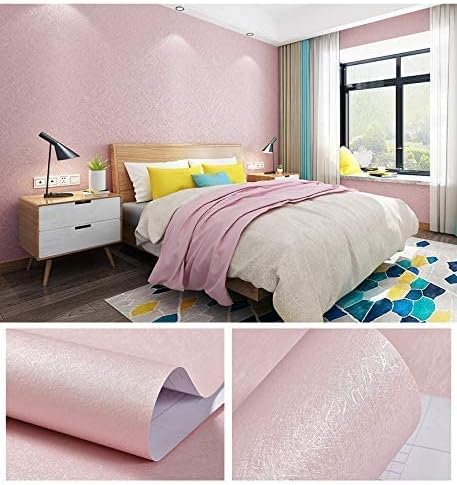 Cohoo Home Silk Pink Wallpaper Peel and Stick Contact Paper Pink Textured Silk Wallpaper for Bedroom Self Adhesive Removable Wall Sticky Paper Girls Room Drawer Liner Waterproof 15.7inW 118inL