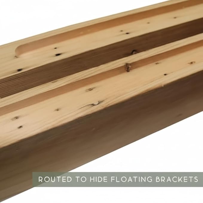 Modern Timber Craft Reclaimed Wood Fireplace Mantel Shelf | Solid Rustic American Barnwood with Floating Shelf Brackets | 2.75" Thickness | 95" L x 7" D, Rustic Original - Oiled