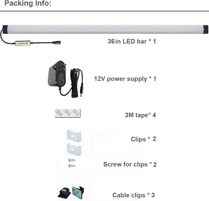 Dimmable Under Cabinet Lighting, RGB LED Light Bar, Inline Control Lamp, Multicolor Under Counter Lights for Desk, Room, Cupboard, Hallway, Shelf, Closet (36 Inch)
