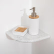 Marble Corner Shower Shelf, 9 Inch Big Carrara White Marble Corner Shelf for Bathroom Shower Decor, Wall Mounted, Polished, 1 Pcs