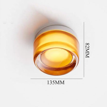 Modern Wall Sconce,Thick Glass Shade LED Fixture,Minimalist Round Wall Lamp for Bathroom Vanity, Bedroom Bedside, Living Room(Amber)