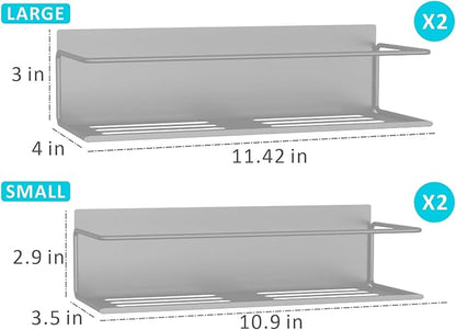 Magnetic Spice Rack For Refrigerator, Space Saving Magnetic Shelf For Fridge Grey 4 Pack