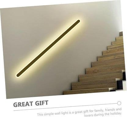 Minimalist Long Strip LED Wall Light Black Frame Warm Bedroom and Corridor Sconce Lamp Iron Bedside Fixture for Aesthetic Indoor Hallway
