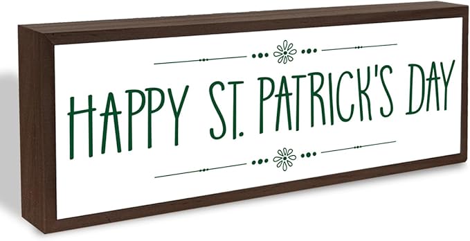 Happy St. Patrick's Day Desk Sign, Irish Holiday Decor, St Patrick's Day Decorations Wood Sign, Rustic Farmhouse Home Office Party Decorations, Indoor Wall Art Plaque, Irish Gift for Women Men