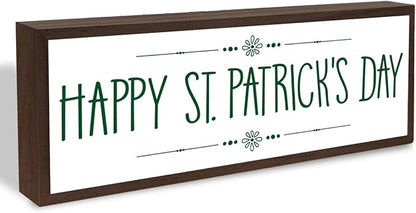 Happy St. Patrick's Day Desk Sign, Irish Holiday Decor, St Patrick's Day Decorations Wood Sign, Rustic Farmhouse Home Office Party Decorations, Indoor Wall Art Plaque, Irish Gift for Women Men