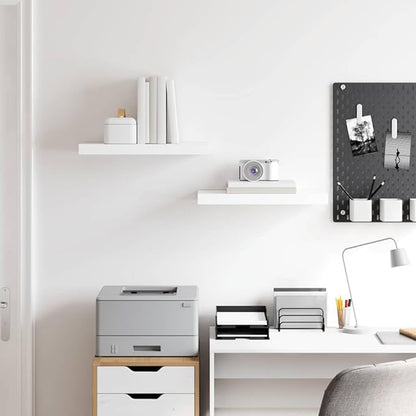 High Gloss White Floating Wall Shelf Set of 2, Honeycomb MDF and Metal Modern Design for Stylish Storage and Display
