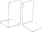 MerryNine Clear Book Ends 2pcs, Acrylic Bookends for Shelves, Non-Slip Bookend Decorative for Heavy Duty Book, Books Holder Stopper for Kids, Bookshelf Dividers Books Organizer for Office Home School