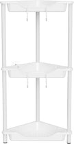 Orimade Rustproof 3 Tier Floor Standing Corner Shower Caddy Organizer, Plastic Metal Splicing Floor Corner Shelf Rack Stands for Bathroom, White