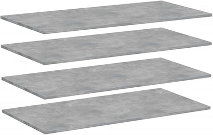 Set of 4 Floating Wall Shelves, 39.4 Inch Modern Concrete Grey Engineered Wood Storage Shelving for Living Room, Bedroom, Home Office Decor