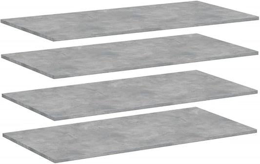 Set of 4 Floating Wall Shelves, 39.4 Inch Modern Concrete Grey Engineered Wood Storage Shelving for Living Room, Bedroom, Home Office Decor